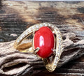 Coral/diamond ring